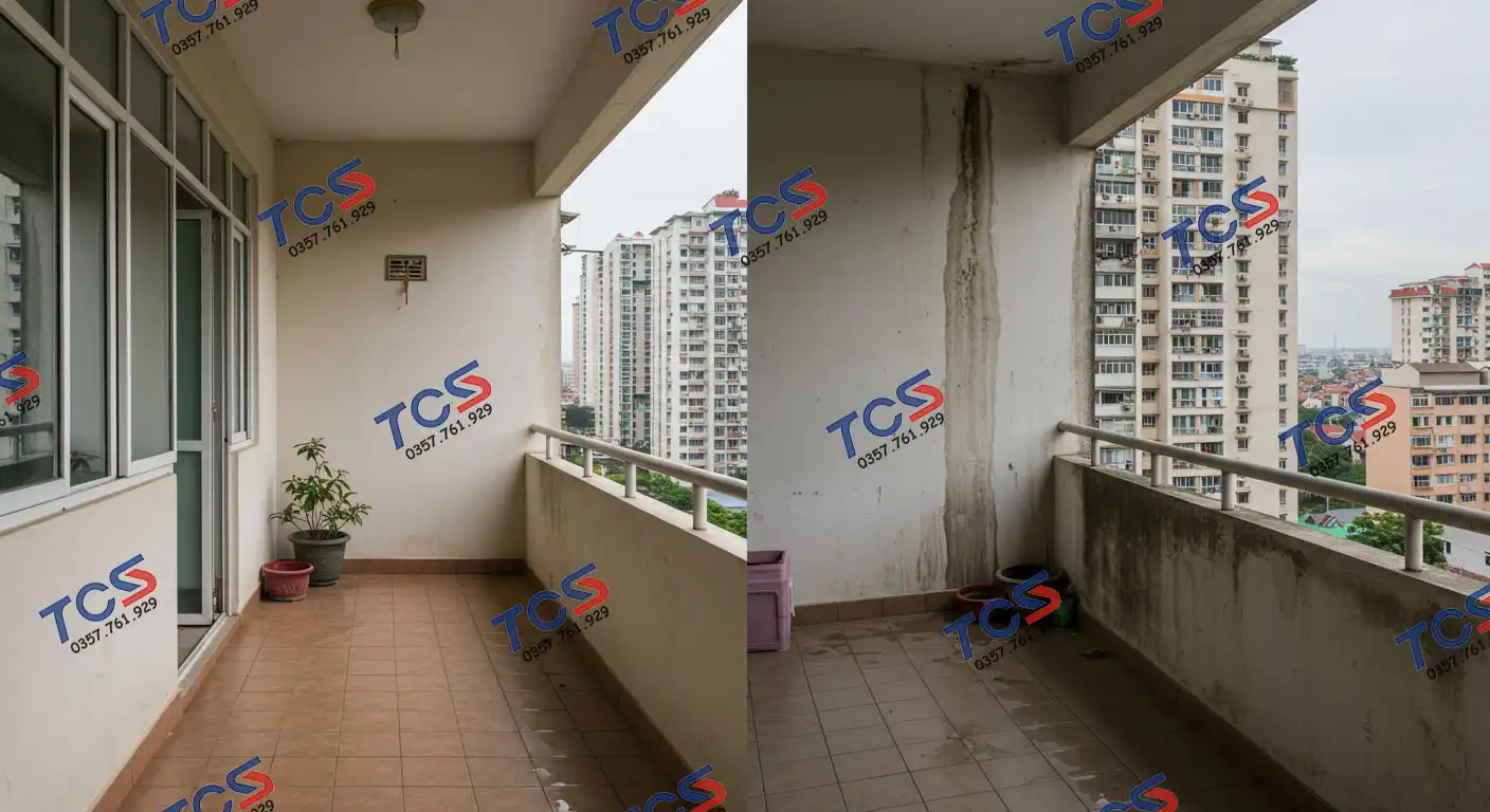 Xử lý bề mặt sàn ban công trước khi chống thấm
